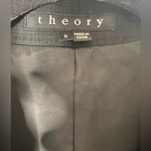 Theory Cropped Jacket Blazer Top Cotton Wool Black Sz 6 - Picture 5 of 6